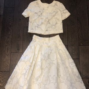 H&M white lace skirt set w matching top nwt